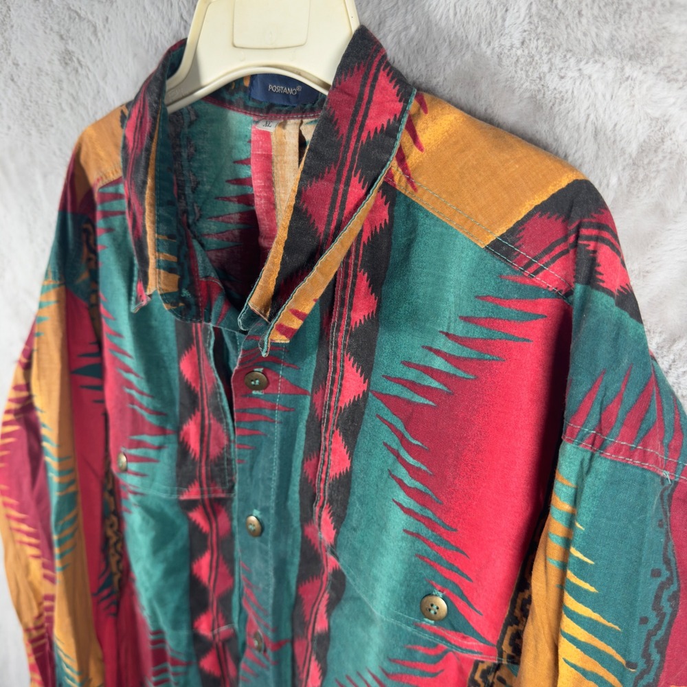 Vintage-Inspired Multicolor Casual Button-Down Shirt